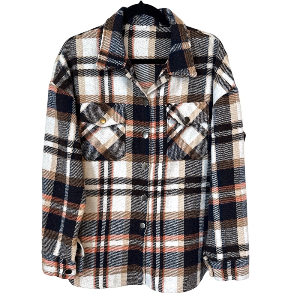 Plaid Button-Up Shirt Jacket Shacket